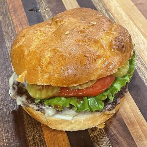 Annies Brioche Bun shown as a sandwich